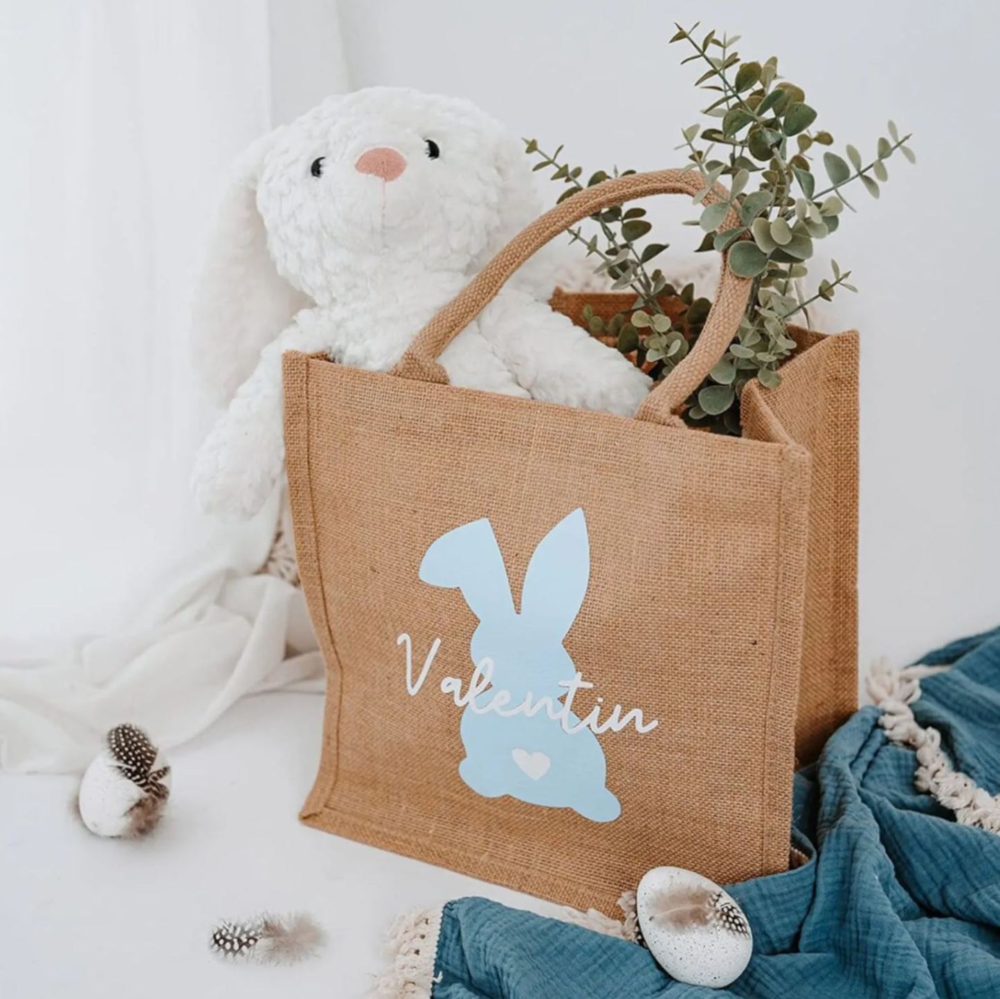 Personalized Kid Easter Bunny Jute Bag 