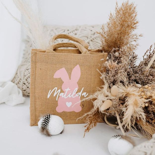 Personalized Kid Easter Bunny Jute Bag 