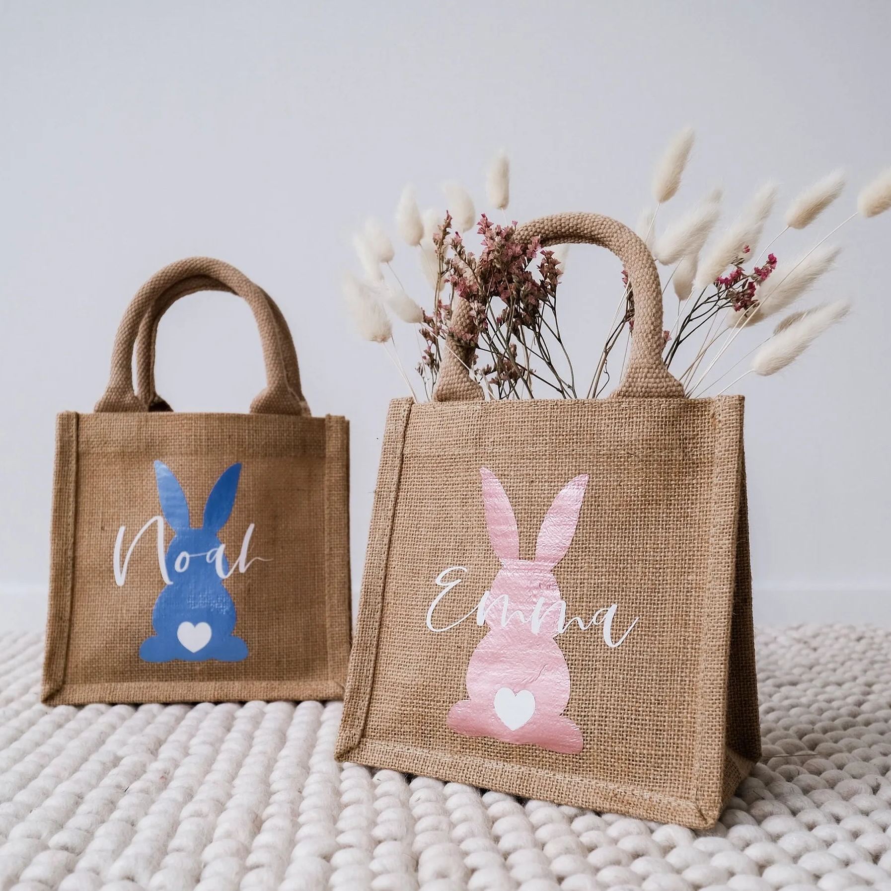 Personalized Kid Easter Bunny Jute Bag 