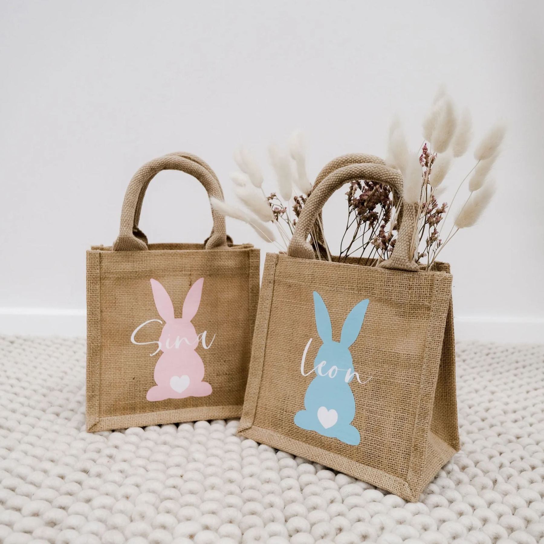Personalized Kid Easter Bunny Jute Bag 
