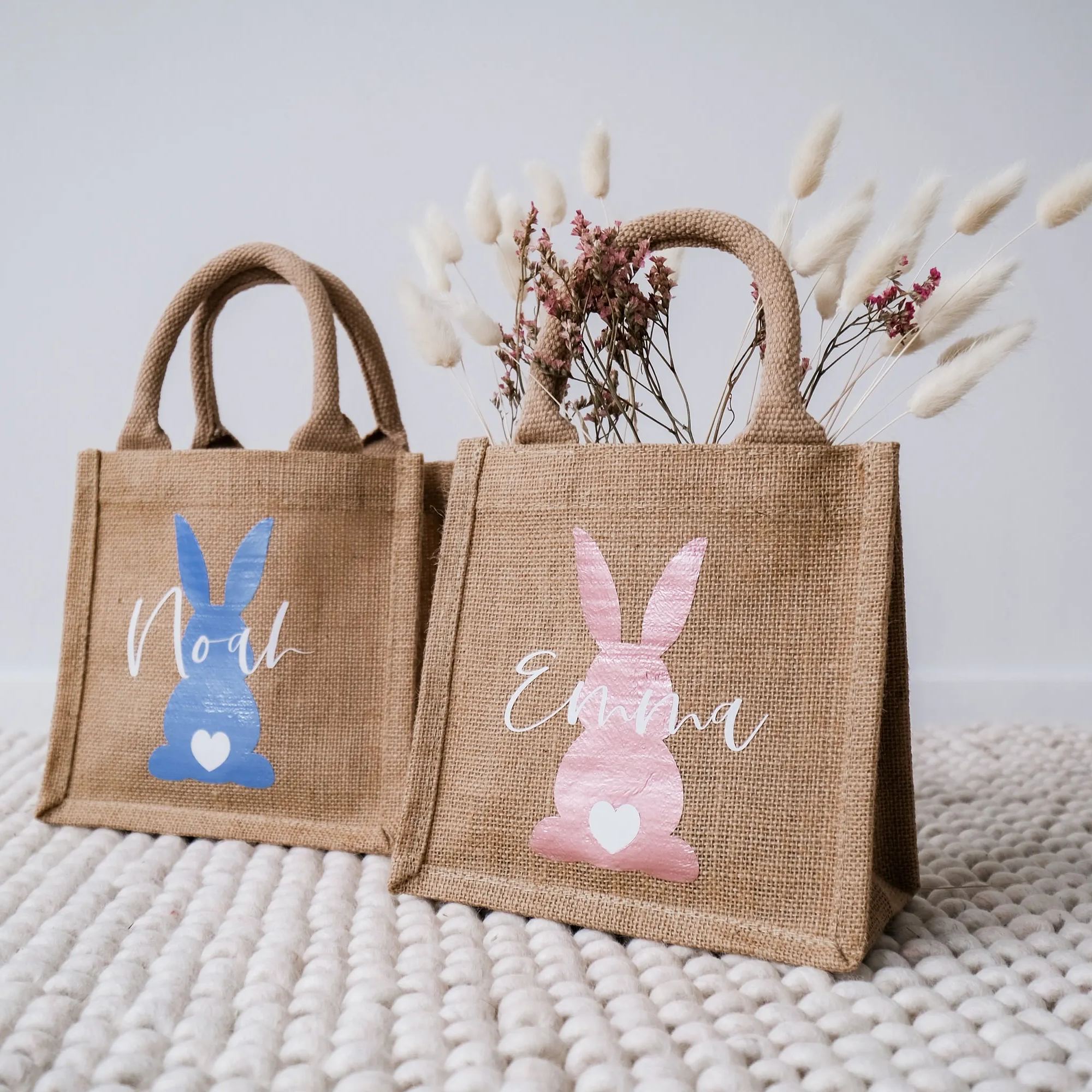 Personalized Kid Easter Bunny Jute Bag 