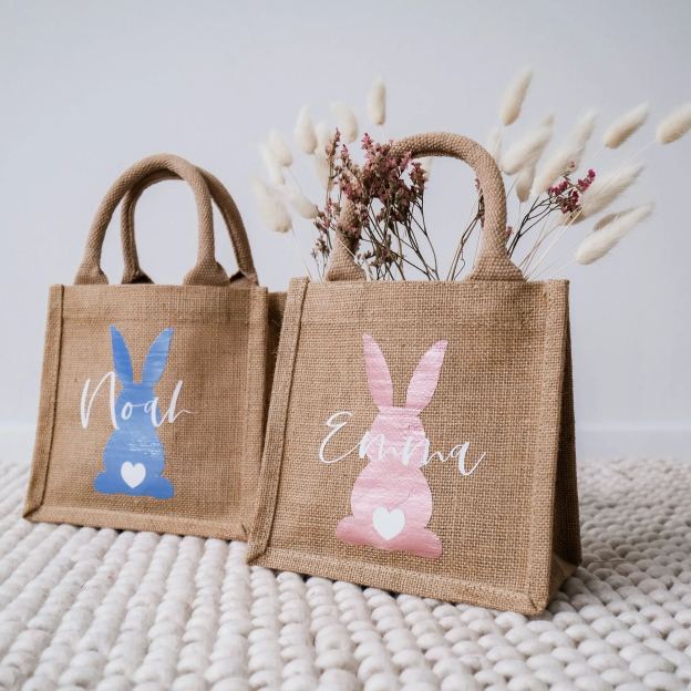 Personalized Kid Easter Bunny Jute Bag 
