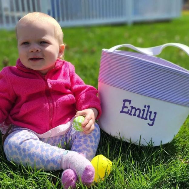 Personalized Kid Embroidered Easter Canvas Baskets 