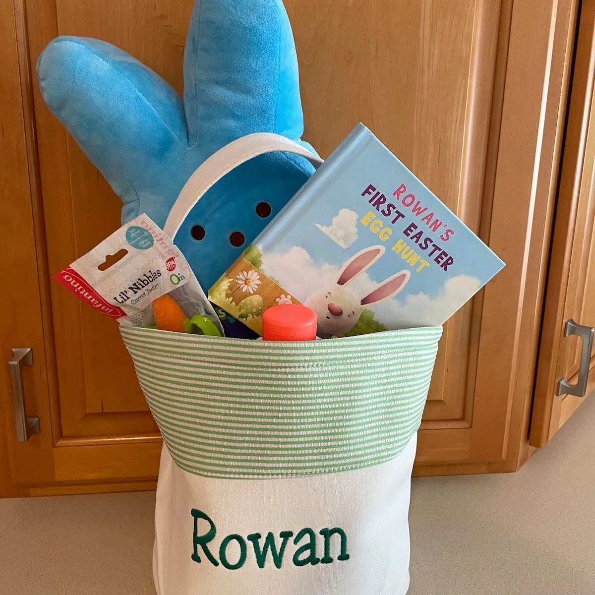 Personalized Kid Embroidered Easter Canvas Baskets 