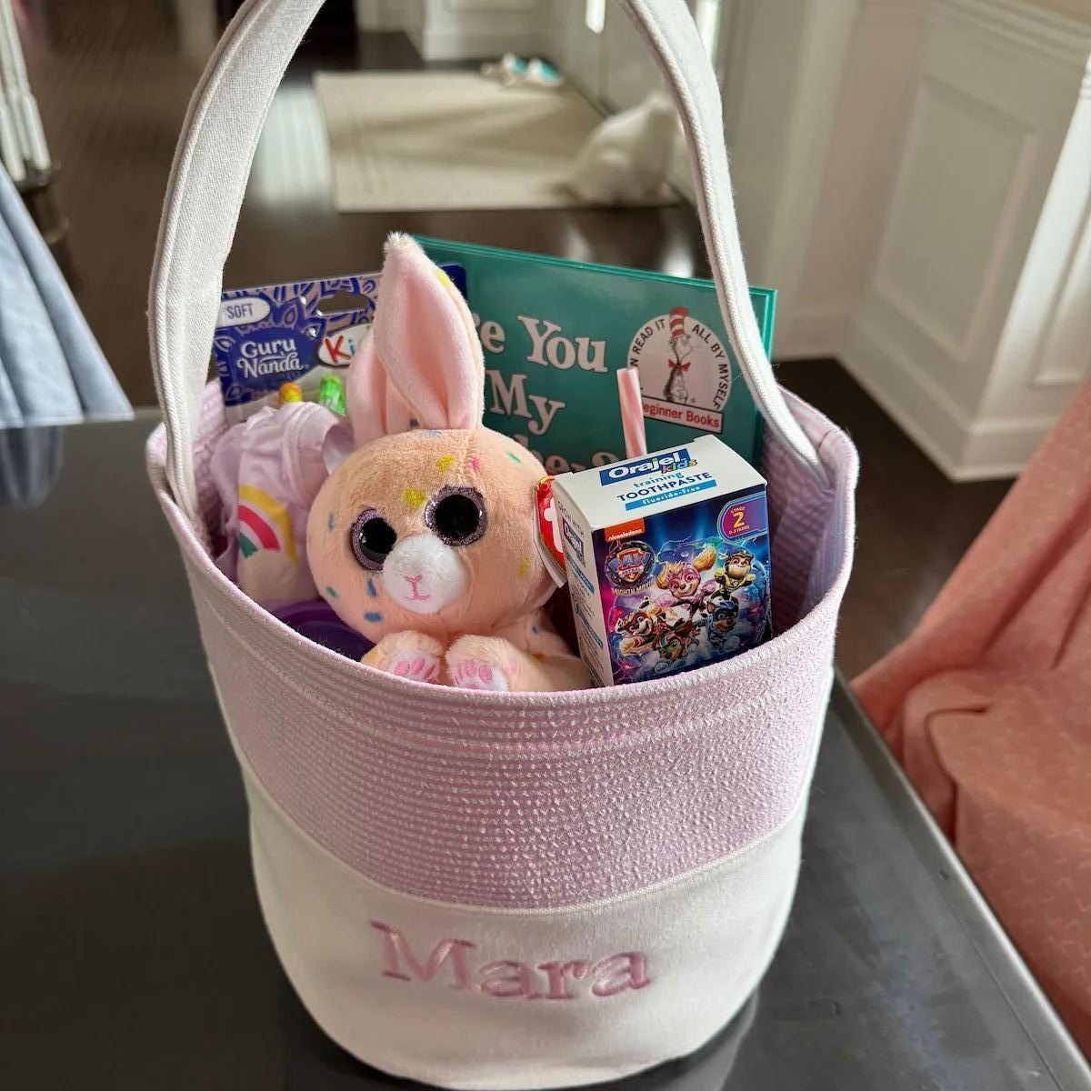 Personalized Kid Embroidered Easter Canvas Baskets 