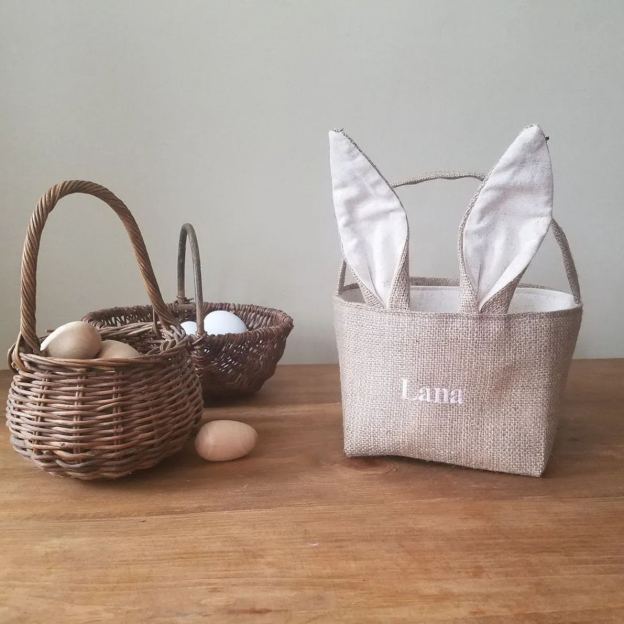 Personalized Easter Embroidered Bunny Basket 