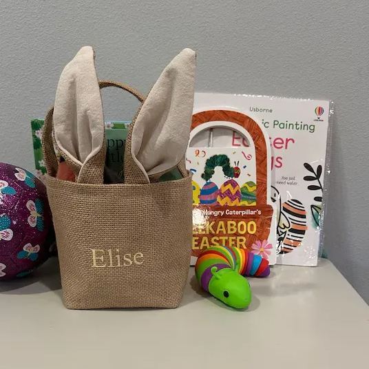 Personalized Easter Embroidered Bunny Basket 