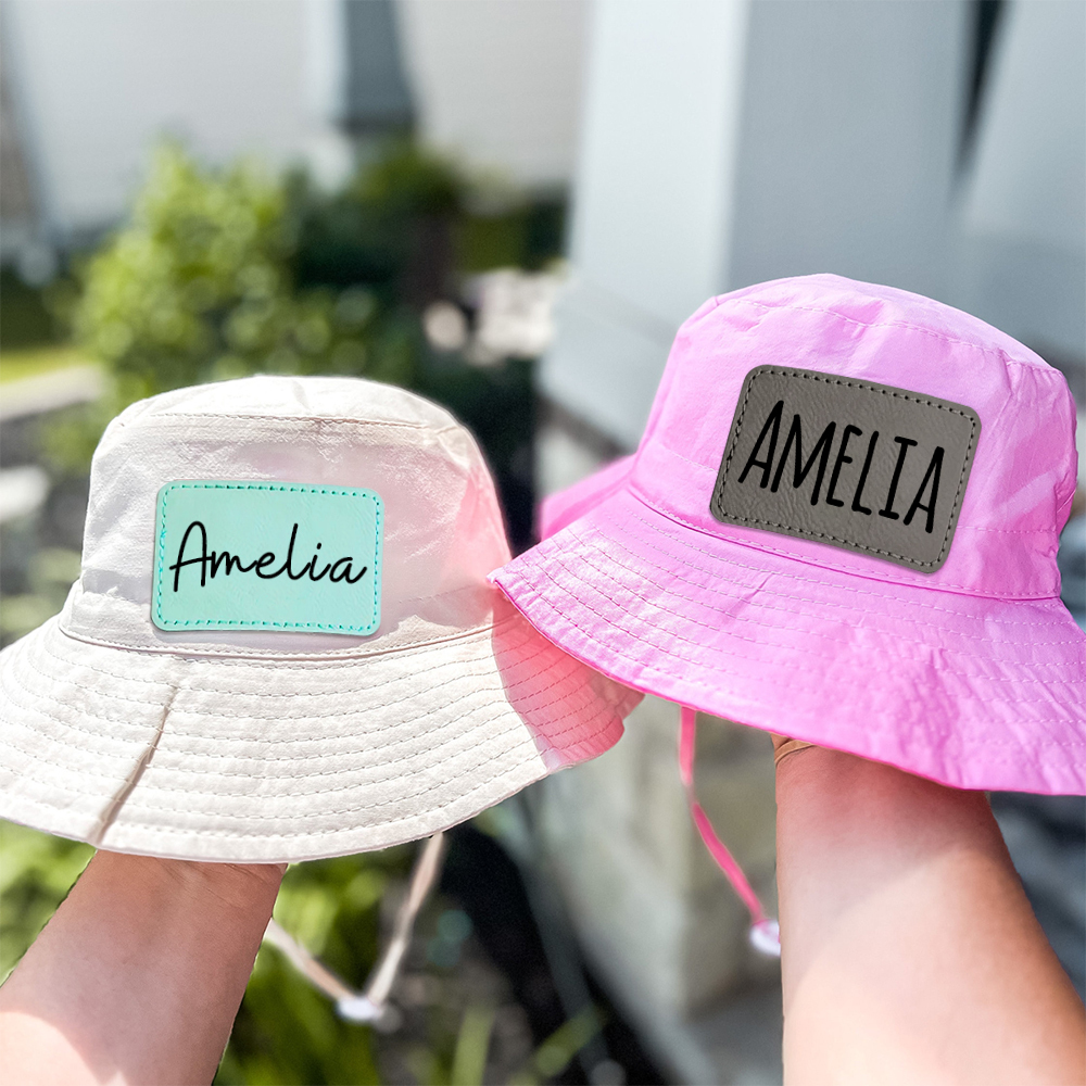 Personalized Kids Leather Patch Bucket Hat