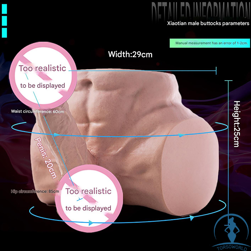 9.6kg Realistische Männliche Gesäßform Xiao Tian  Qita Sexpuppe aus Silikon-Torso die Hautstruktur Nachbildet
