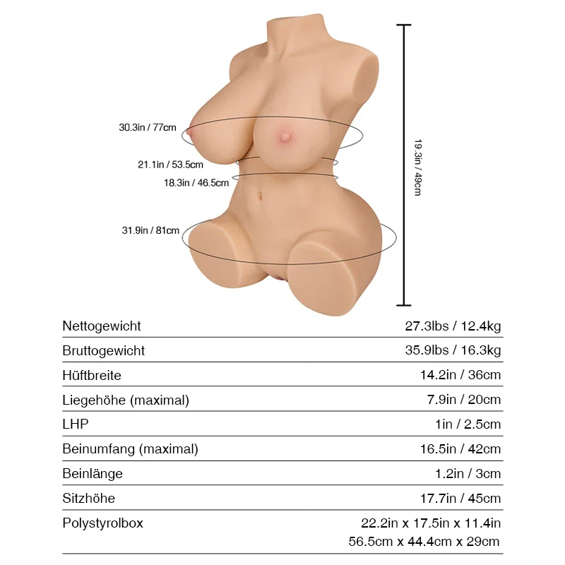 Tantaly Britney 3.0: 12.4KG Promi-Liebespuppen Torso Masturbator Adult Sex Toys