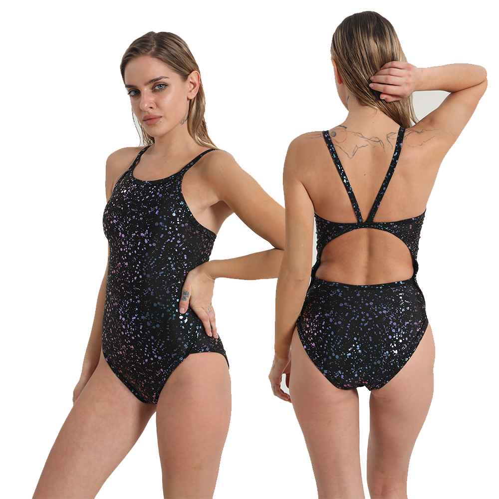 Custom Gold Foil Backless Swimsuit SBART OEM / ODM One-Piece Swimwear