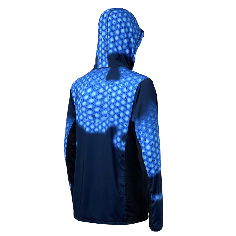 Sublimated Fishing Shirt Anti-Uv Upf 50+ Quick Dry Fishing Hoodie Long Sleeve Breathable Fishing Wear With Pockets-SBART
