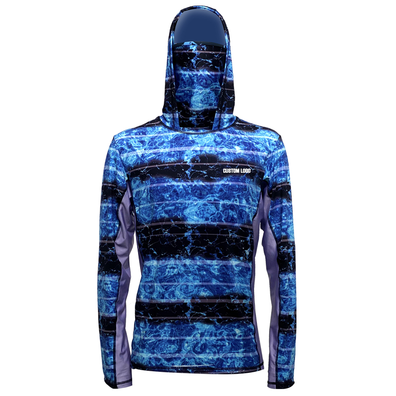 Sublimated Fishing Shirt Anti-Uv Upf 50+ Quick Dry Fishing Hoodie Long Sleeve Breathable Fishing Wear With Pockets-SBART