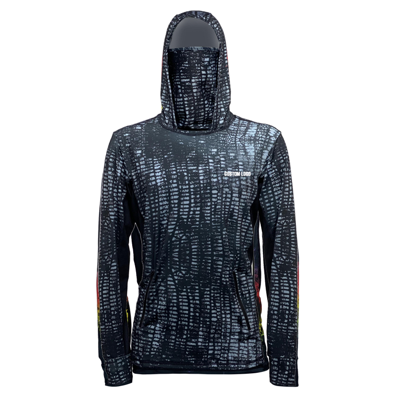 Sublimated Fishing Shirt Anti-Uv Upf 50+ Quick Dry Fishing Hoodie Long Sleeve Breathable Fishing Wear With Pockets-SBART
