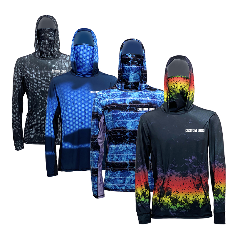 Sublimated Fishing Shirt Anti-Uv Upf 50+ Quick Dry Fishing Hoodie Long Sleeve Breathable Fishing Wear With Pockets-SBART