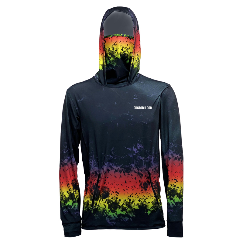 Sublimated Fishing Shirt Anti-Uv Upf 50+ Quick Dry Fishing Hoodie Long Sleeve Breathable Fishing Wear With Pockets-SBART