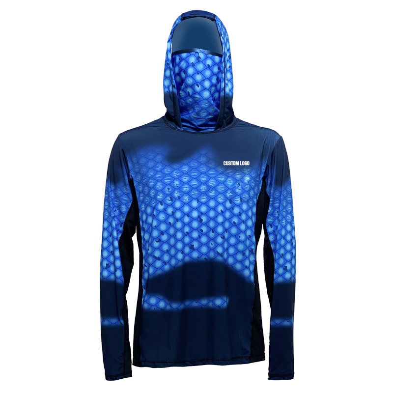Sublimated Fishing Shirt Anti-Uv Upf 50+ Quick Dry Fishing Hoodie Long Sleeve Breathable Fishing Wear With Pockets-SBART
