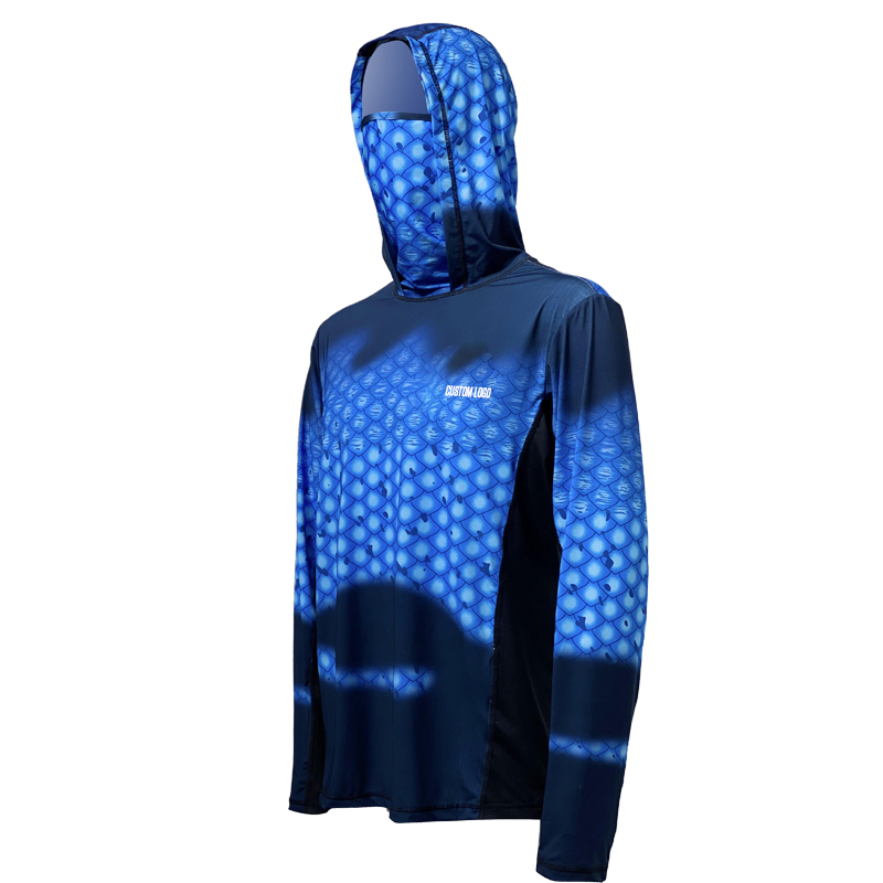 Sublimated Fishing Shirt Anti-Uv Upf 50+ Quick Dry Fishing Hoodie Long Sleeve Breathable Fishing Wear With Pockets-SBART