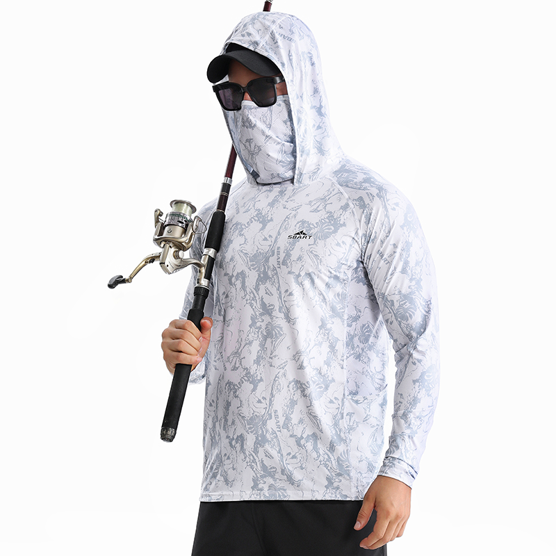 SBART Sublimation Fishing Shirt Quick Dry T shirts Mens Lightweight Upf 50+ Uv Protection Long Sleeve Fishing Wear -Sbart