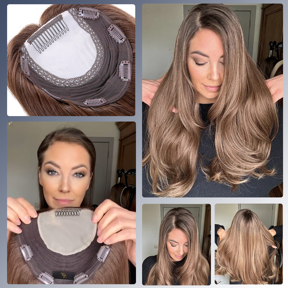 Natural Human Hair Topper | Straight Style丨Perm-able丨Silk & Lace Base | 9'' * 9'' Base丨 Give You a Brand New Look