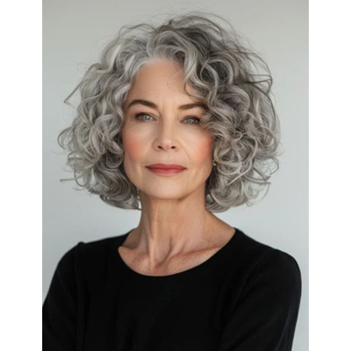 【HOT SALE】Short curly hair topper 2C | Natural and soft hair | 08-16 inch | 10 colors | Breathable Silk Base | Natural seamlike human scalp