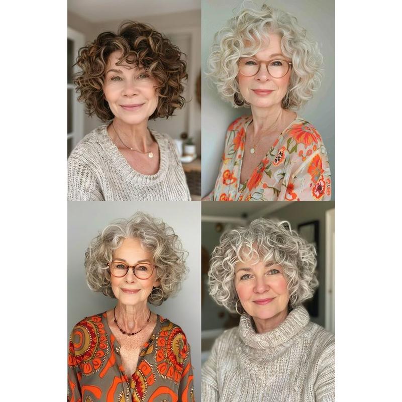 【HOT SALE】Short curly hair topper 2C | Natural and soft hair | 08-16 inch | 10 colors | Breathable Silk Base | Natural seamlike human scalp