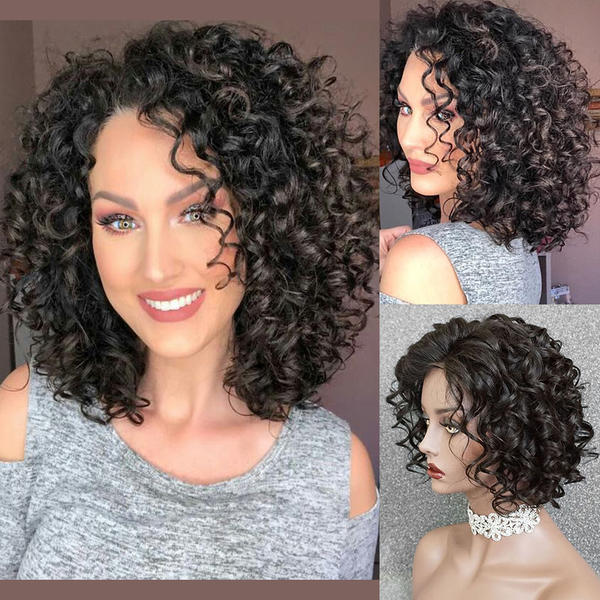 【HOT SALE】Short curly hair topper 2C | Natural and soft hair | 08-16 inch | 10 colors | Breathable Silk Base | Natural seamlike human scalp