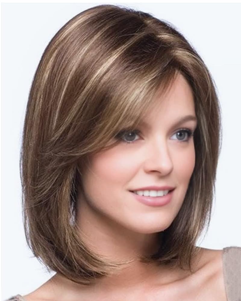Pixie Cut Wigs for Women Highlight Wigs with Bangs Natural Hair Replacement Wig