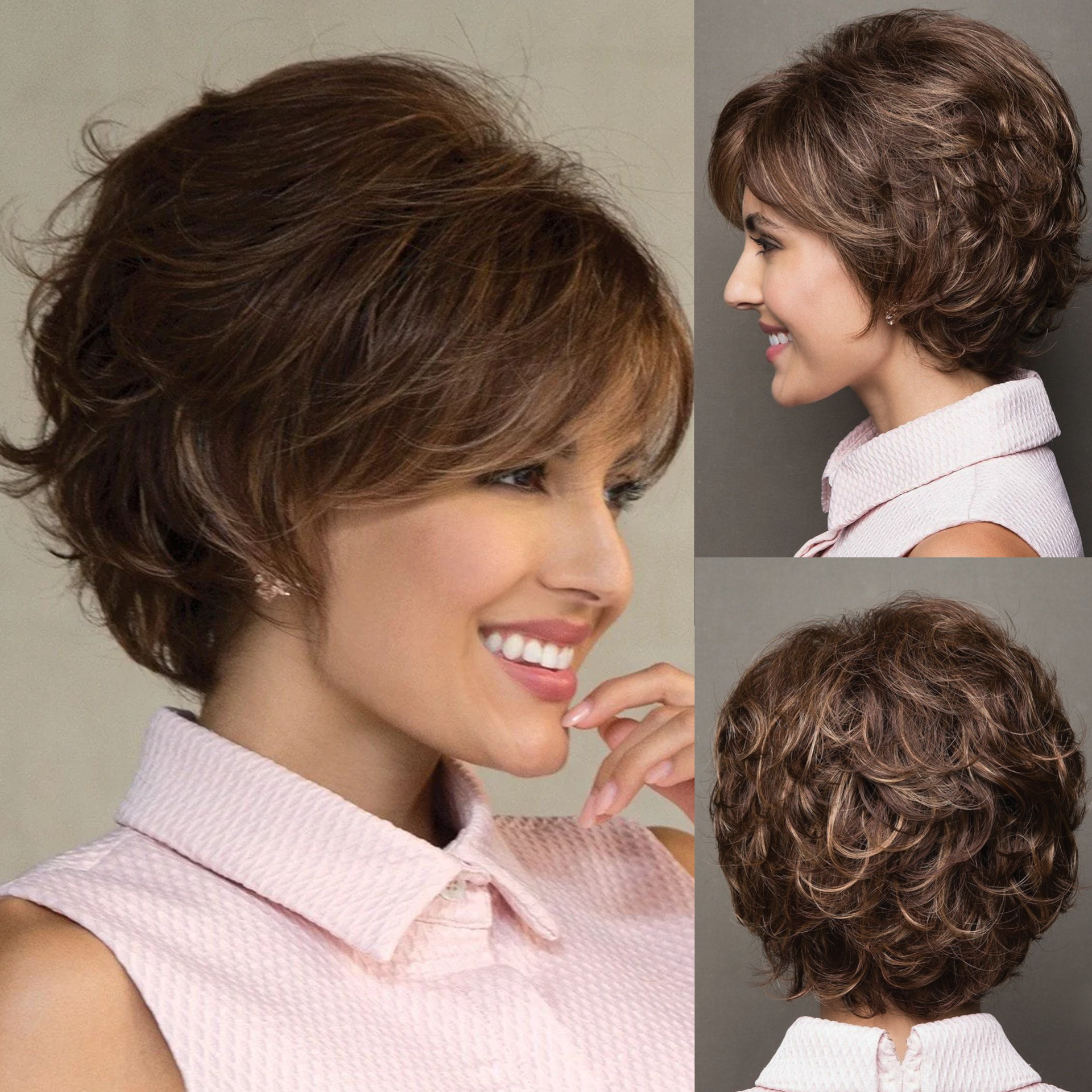 Sandy - Highlight Short Pixie Human Wigs for White Women