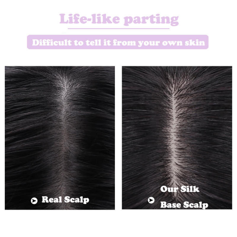 【HOT SALE】Short curly hair topper 2C | Natural and soft hair | 08-16 inch | 10 colors | Breathable Silk Base | Natural seamlike human scalp