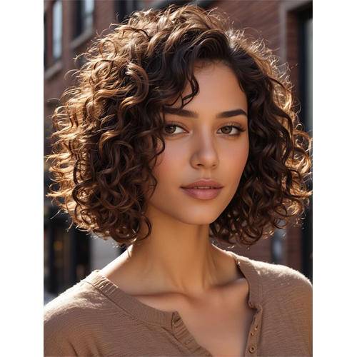 【HOT SALE】Short curly hair topper 2C | Natural and soft hair | 08-16 inch | 10 colors | Breathable Silk Base | Natural seamlike human scalp