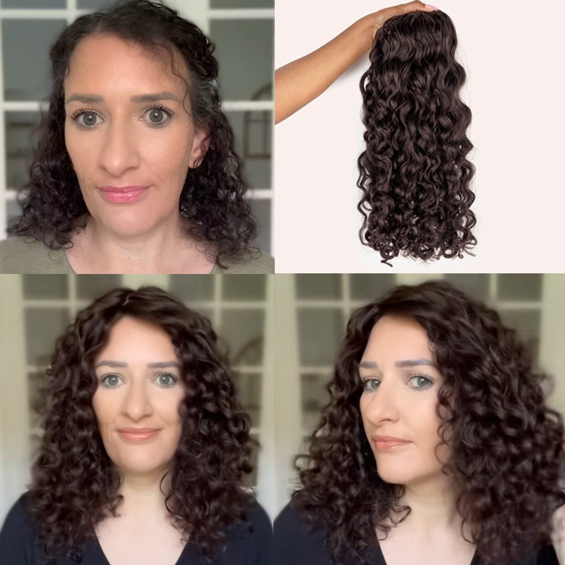 【HOT SALE】100% Human curly Hair  Topper 2C | Womenand soft hair | 08-16 inch | 10 colors | Breathable Silk Base | Womenseamlike scalp
