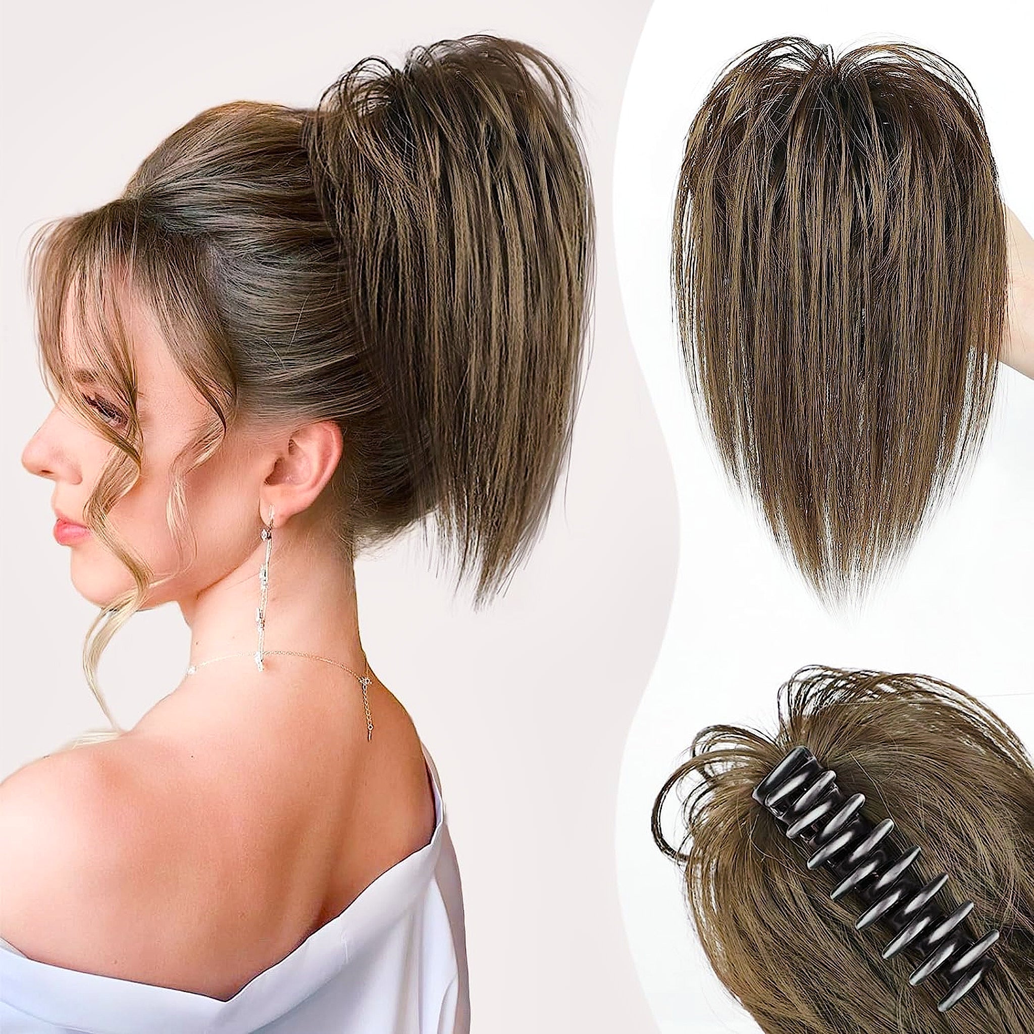 Messy ponytail clip extends hair - Bun Scrunchie For Women