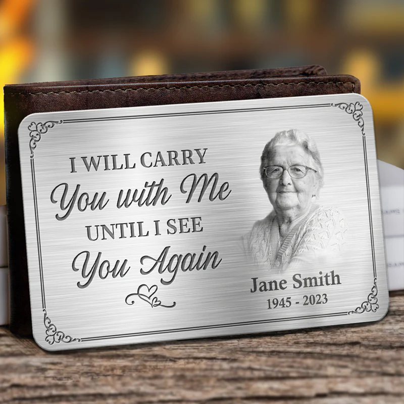 Memorial Personalized Custom Aluminum Wallet Card - Sympathy Gift For Family Members