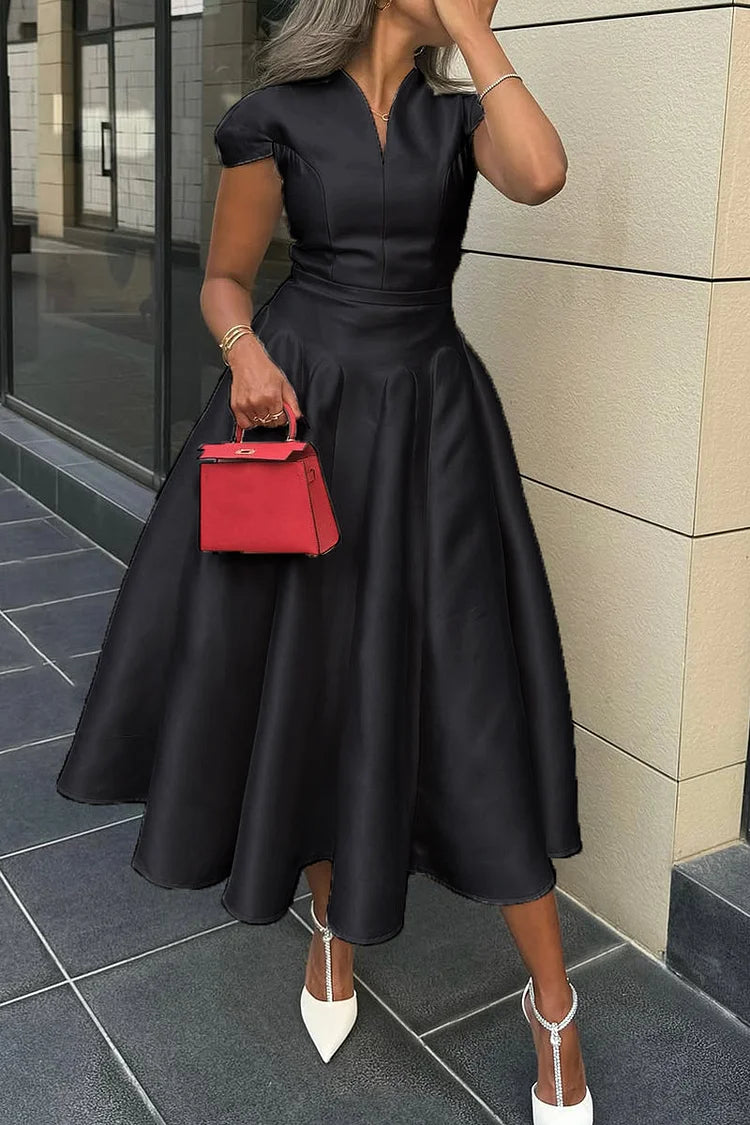 Vestido de menina com decote em V e cintura evasé