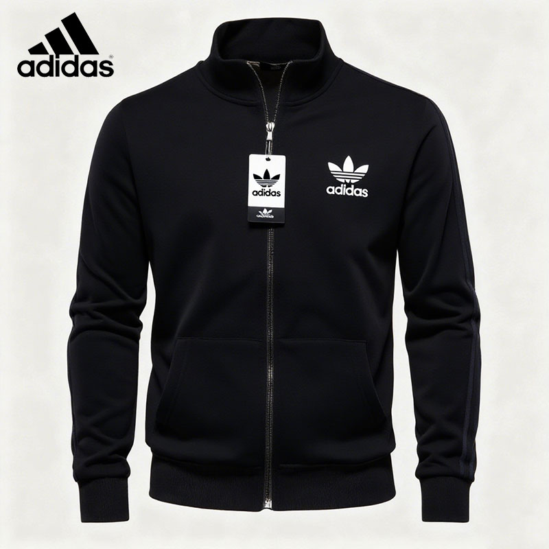 Klasyczna bluza Adidas ze stójką i zamkiem błyskawicznym, połączenie stylu retro z modą