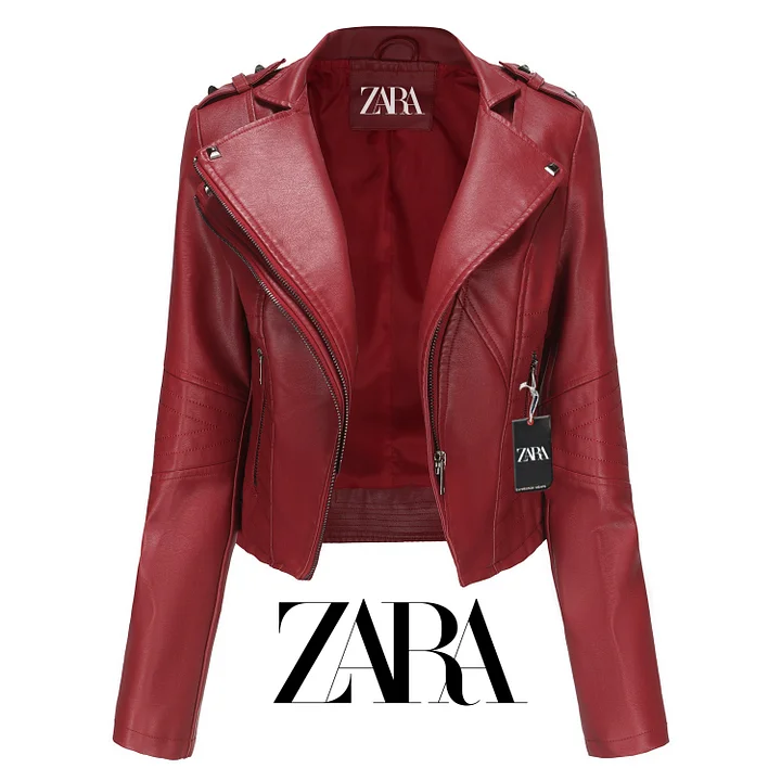 [ZARA]✨Elegancka skórzana kurtka damska, stylowa i wygodna na każdą okazję.✨