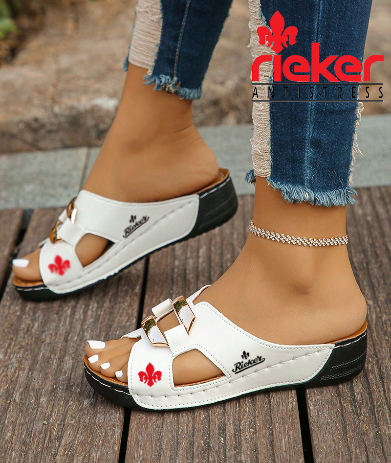 RIEKER® Damskie stylowe i eleganckie sandały ze skóry naturalnej