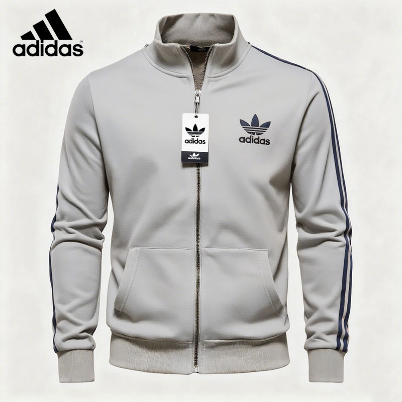 Klasyczna bluza Adidas ze stójką i zamkiem błyskawicznym, połączenie stylu retro z modą