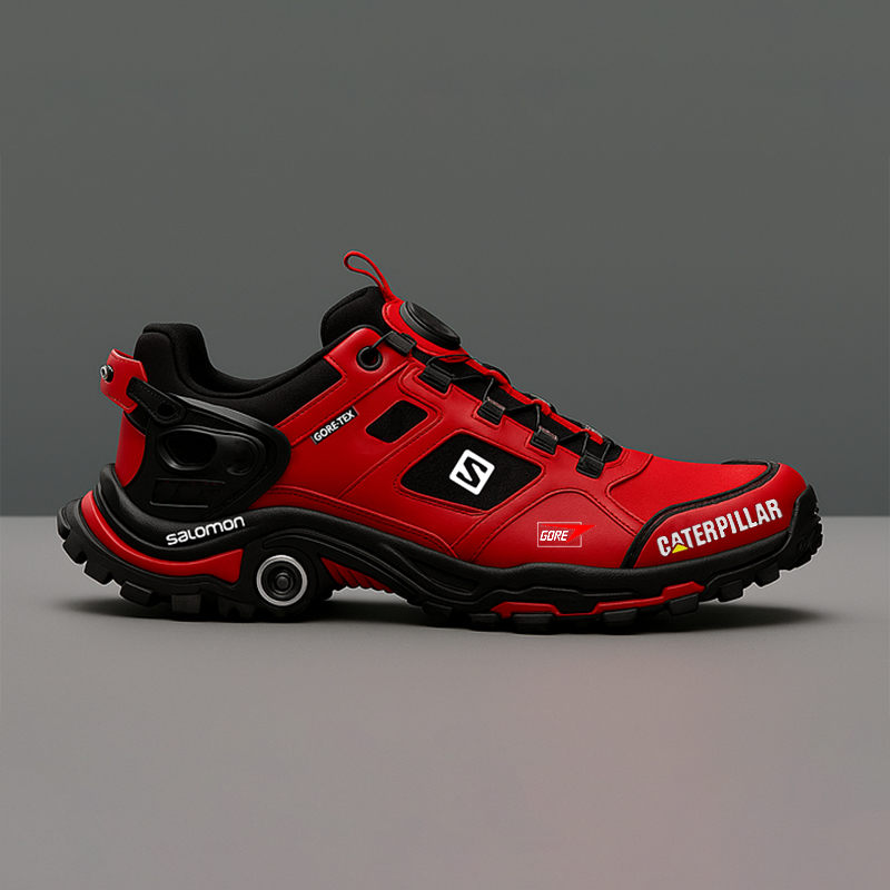 Salomon® i CAT tworzą wodoodporne i oddychające buty trekkingowe dla mężczyzn, idealne do aktywności na świeżym powietrzu i do pracy.