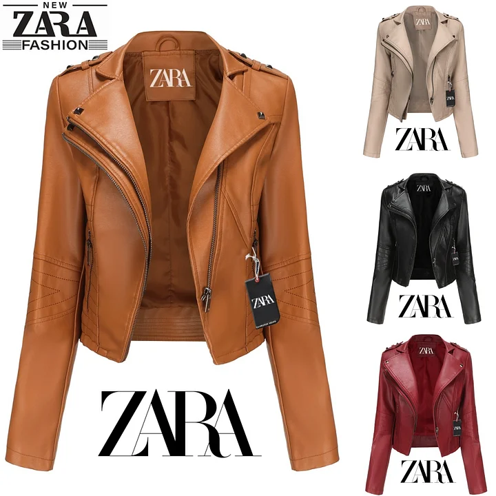 [ZARA]✨Elegancka skórzana kurtka damska, stylowa i wygodna na każdą okazję.✨