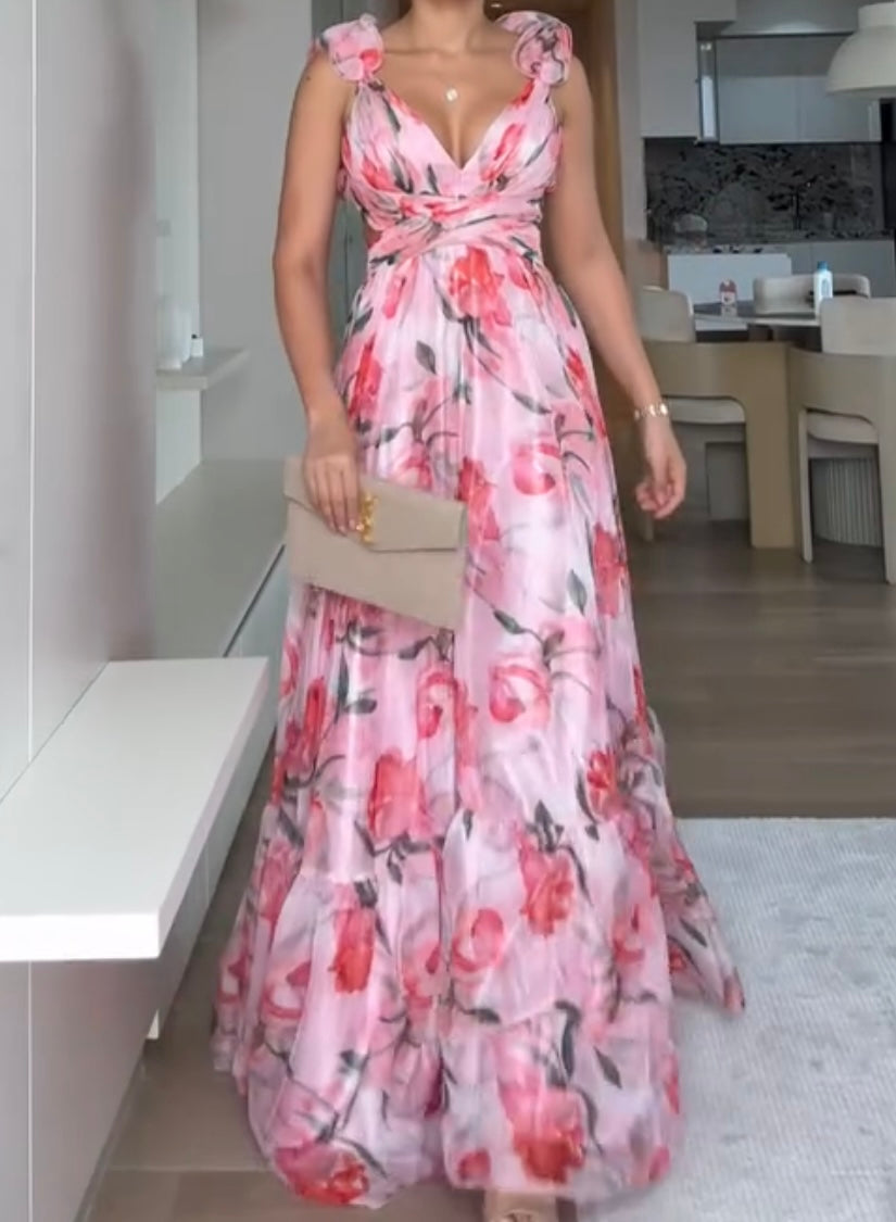 🍓Sexy and elegant sling pleated printed dress