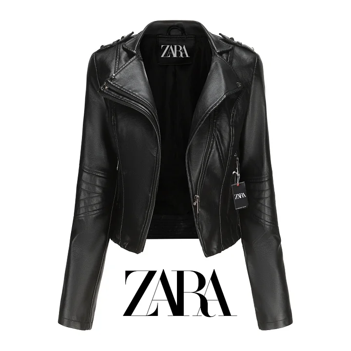 [ZARA]✨Elegancka skórzana kurtka damska, stylowa i wygodna na każdą okazję.✨