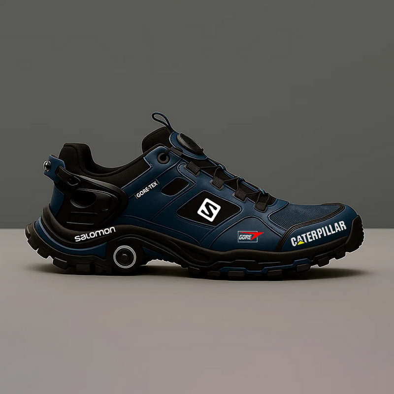 Salomon® i CAT tworzą wodoodporne i oddychające buty trekkingowe dla mężczyzn, idealne do aktywności na świeżym powietrzu i do pracy.