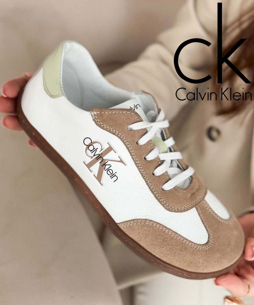 2025 Calvin Klein Trampki platformowe z naturalnej skóry