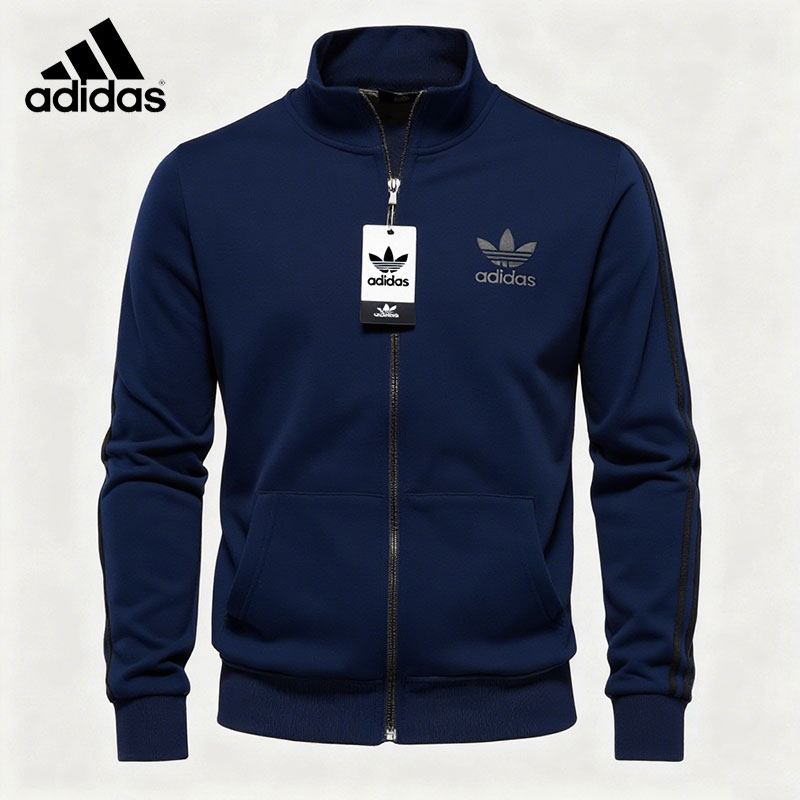 Klasyczna bluza Adidas ze stójką i zamkiem błyskawicznym, połączenie stylu retro z modą