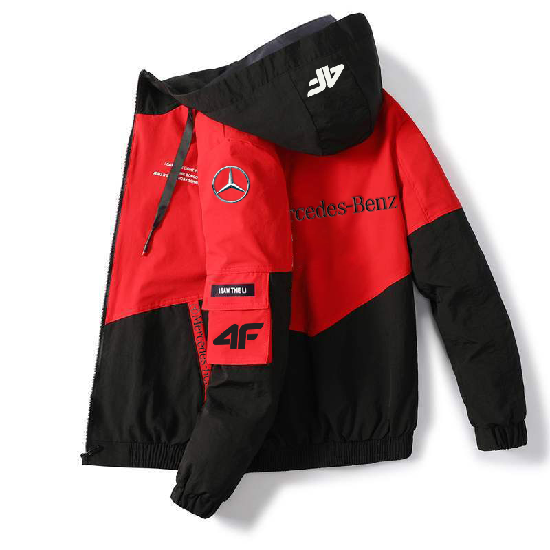 Kurtka, wyprodukowana we współpracy z marką 4f i Mercedes-Benz, jest lekka, wiatroszczelna i wodoodporna.