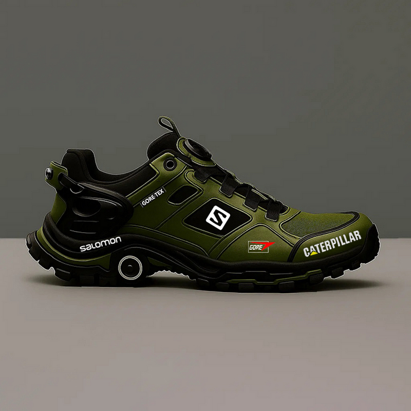 Salomon® i CAT tworzą wodoodporne i oddychające buty trekkingowe dla mężczyzn, idealne do aktywności na świeżym powietrzu i do pracy.