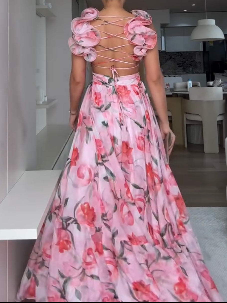 🍓Sexy and elegant sling pleated printed dress