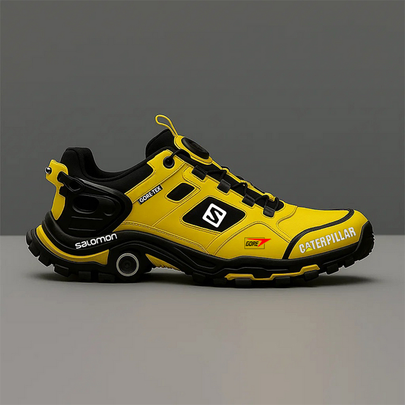 Salomon® i CAT tworzą wodoodporne i oddychające buty trekkingowe dla mężczyzn, idealne do aktywności na świeżym powietrzu i do pracy.